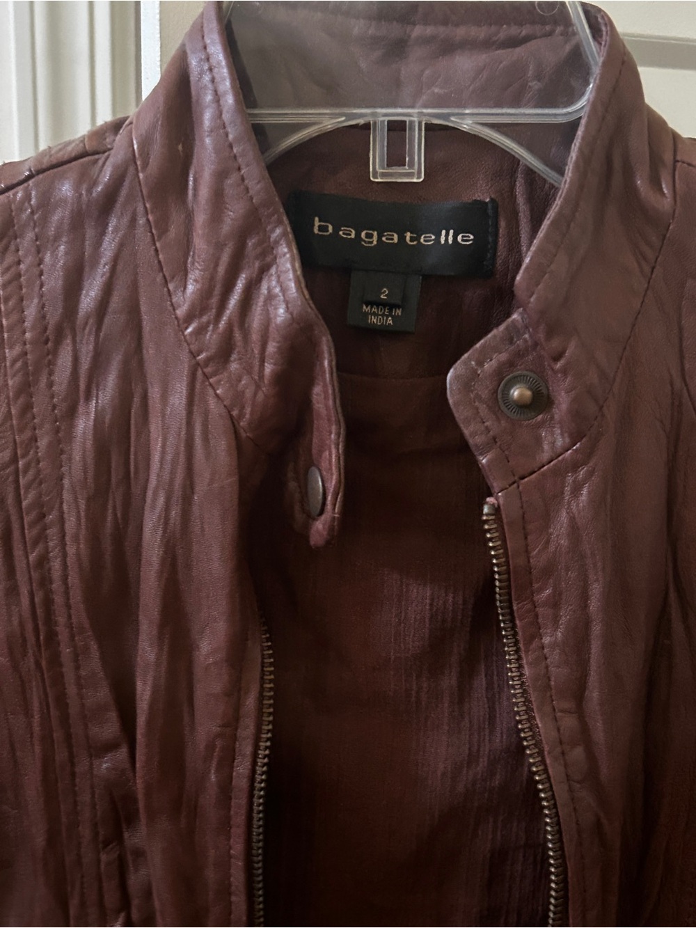 Bagatelle Women's Brown Leather Moto Jacket